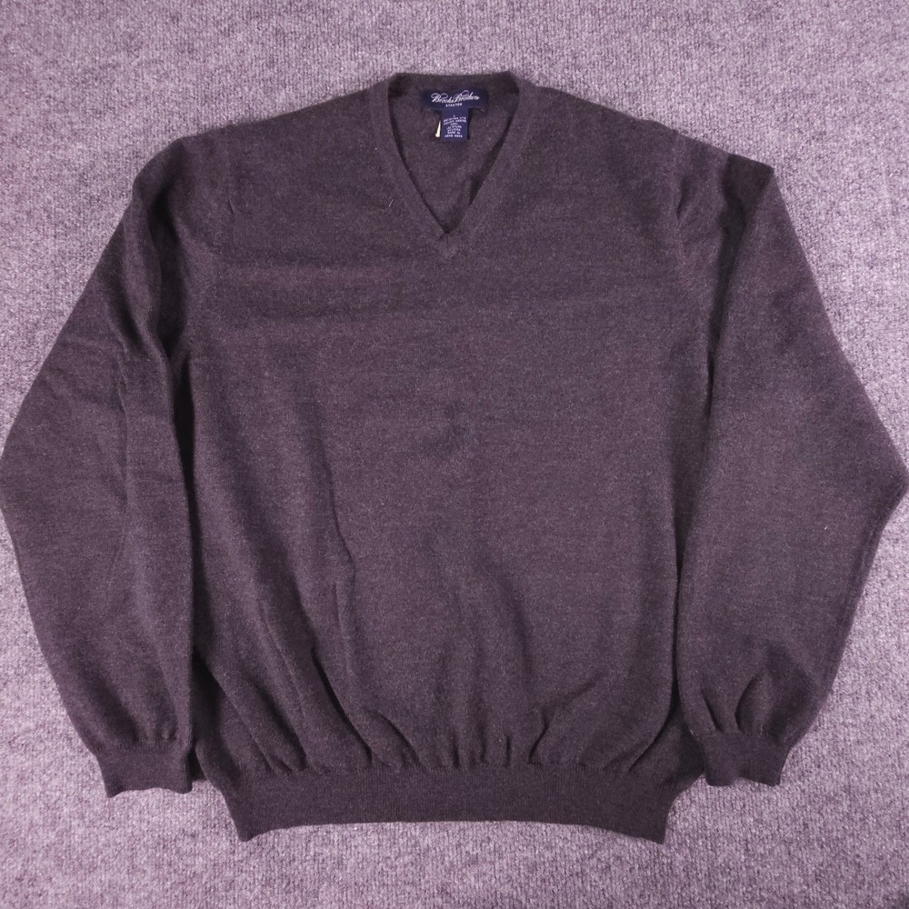 Brooks Brothers Sweater Men's Large Stretch Merino Wool Nylon Blend Dark Gray